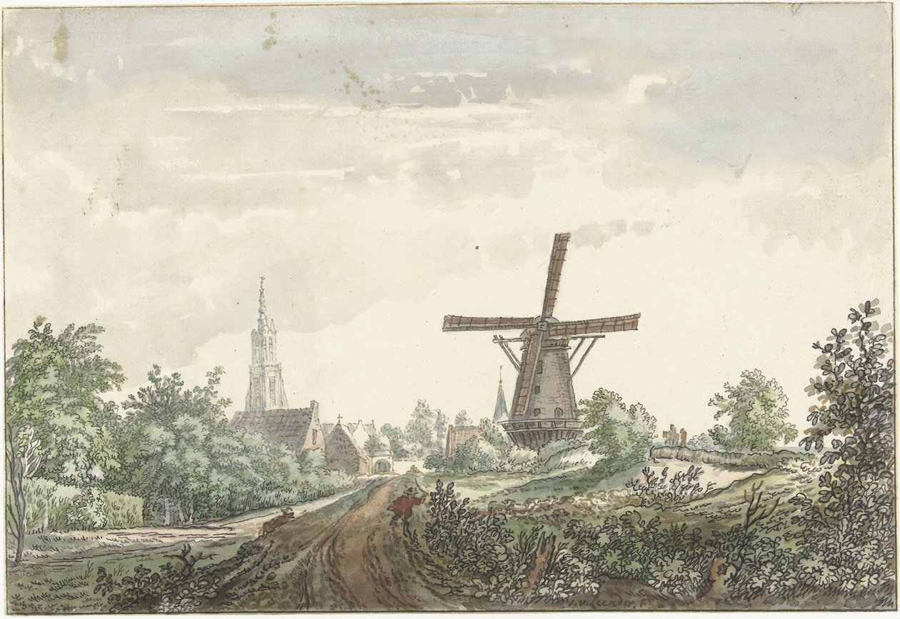 Ansicht der Leusdense Straße nach Amersfoort von Jacob van Liender