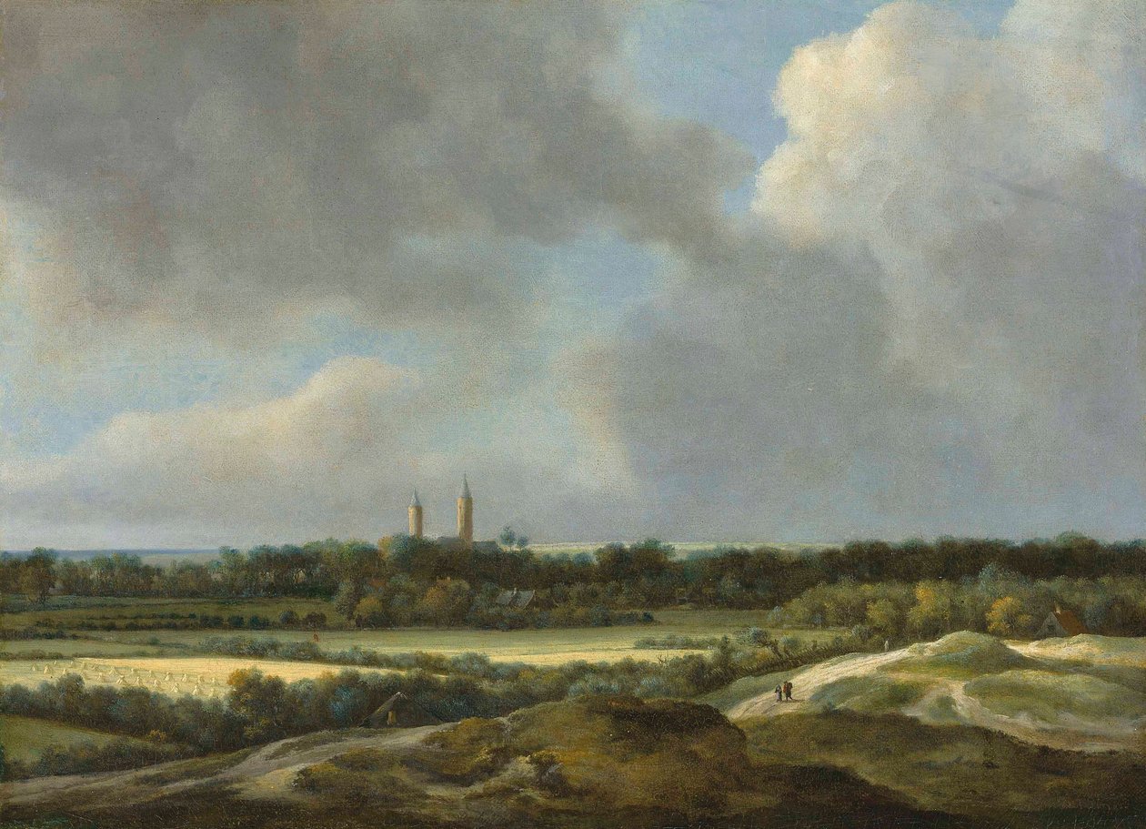 Eine weite Landschaft mit Getreidefeldern, Heemstede im Hintergrund von Jacob van Ruisdael
