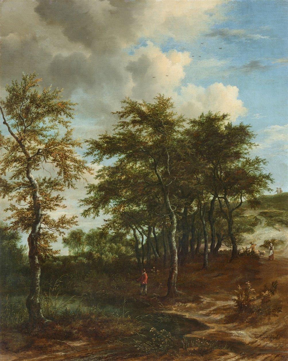 Landschaft mit hohen Bäumen von Jacob van Ruisdael