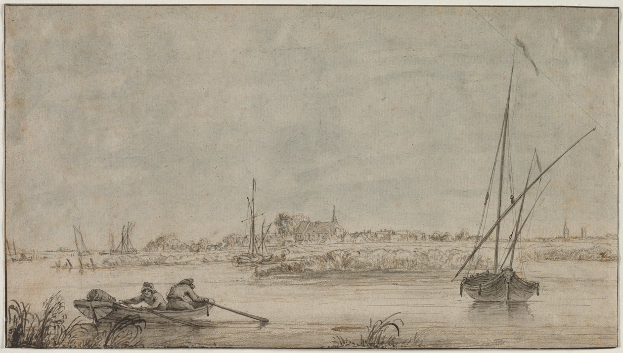 Ansicht von Dordrecht vom Fluss aus von Jacob van Strij
