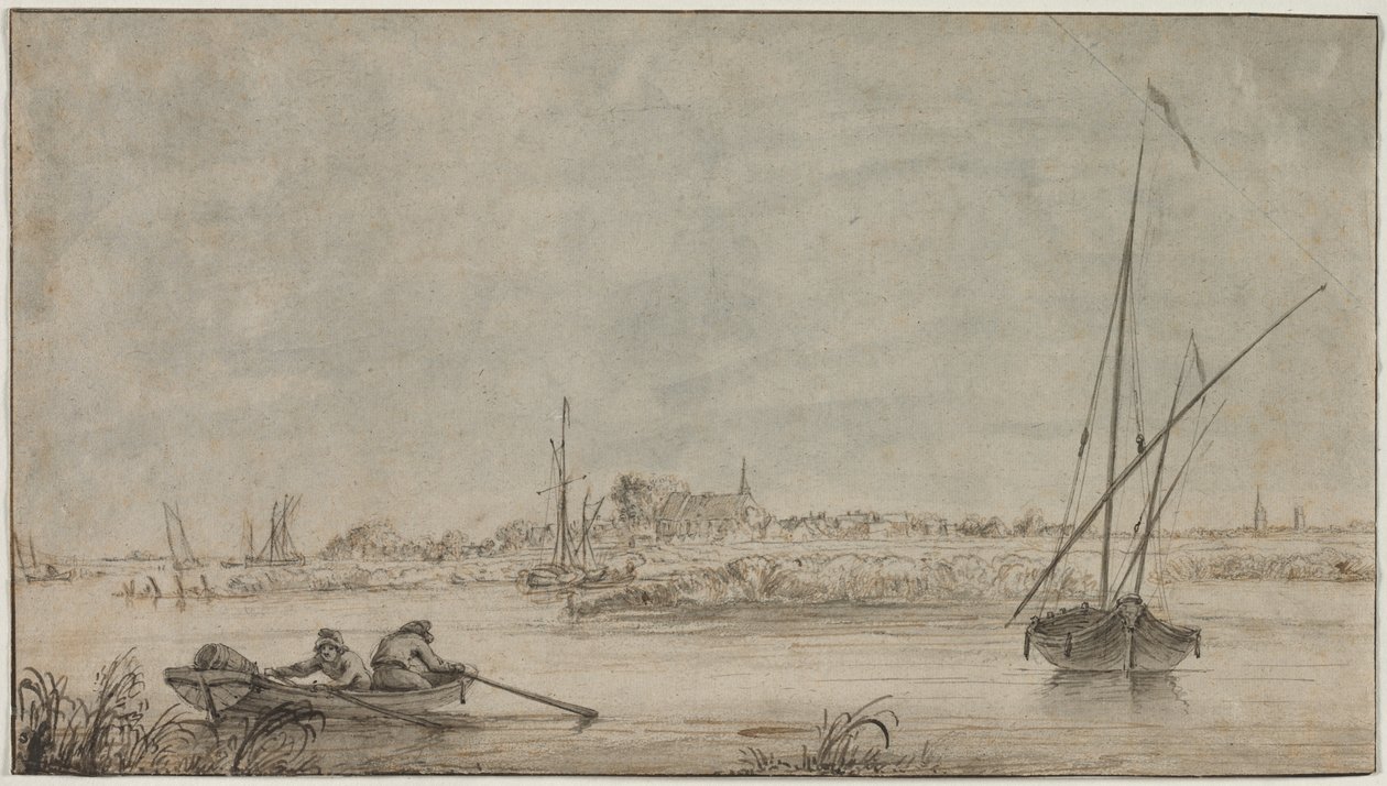 Blick auf Dordrecht vom Fluss, 1775-1815 von Jacob van Strij