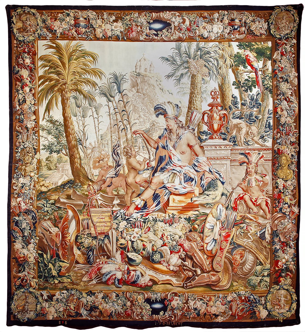 Wandteppich von Amerika, Ende des 17. Jahrhunderts von Jacob van der Borcht