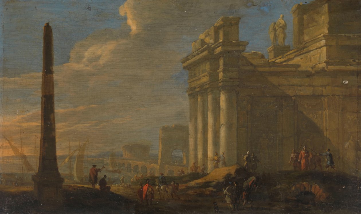 Italienische Hafenansicht von Jacob van der Ulft (signed by artist)