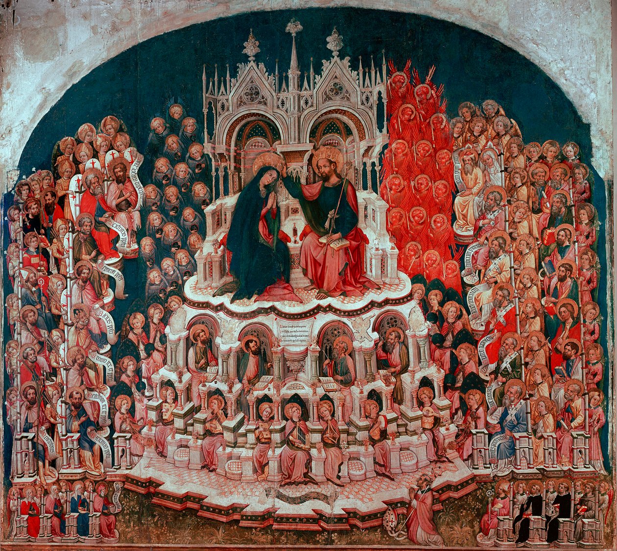 Die Krönung der Jungfrau im Paradies. Gemälde auf Holz von Jacobello del Fiore (1370-1439). 15. Jahrhundert. Galerie der Accademia Venedig von Jacobello del Fiore