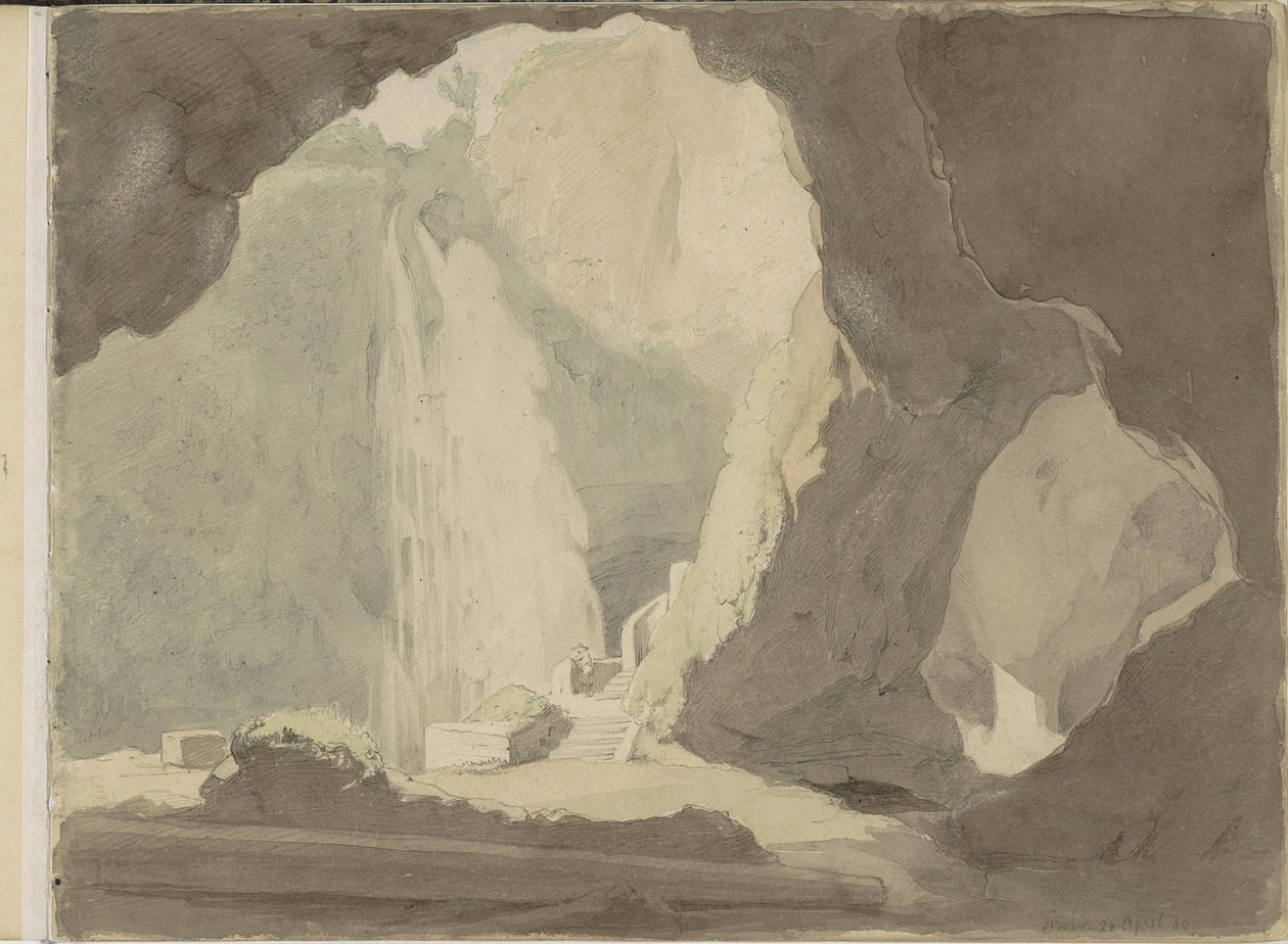 Wasserfall in Tivoli von Jacobus Everhardus Josephus van den Berg