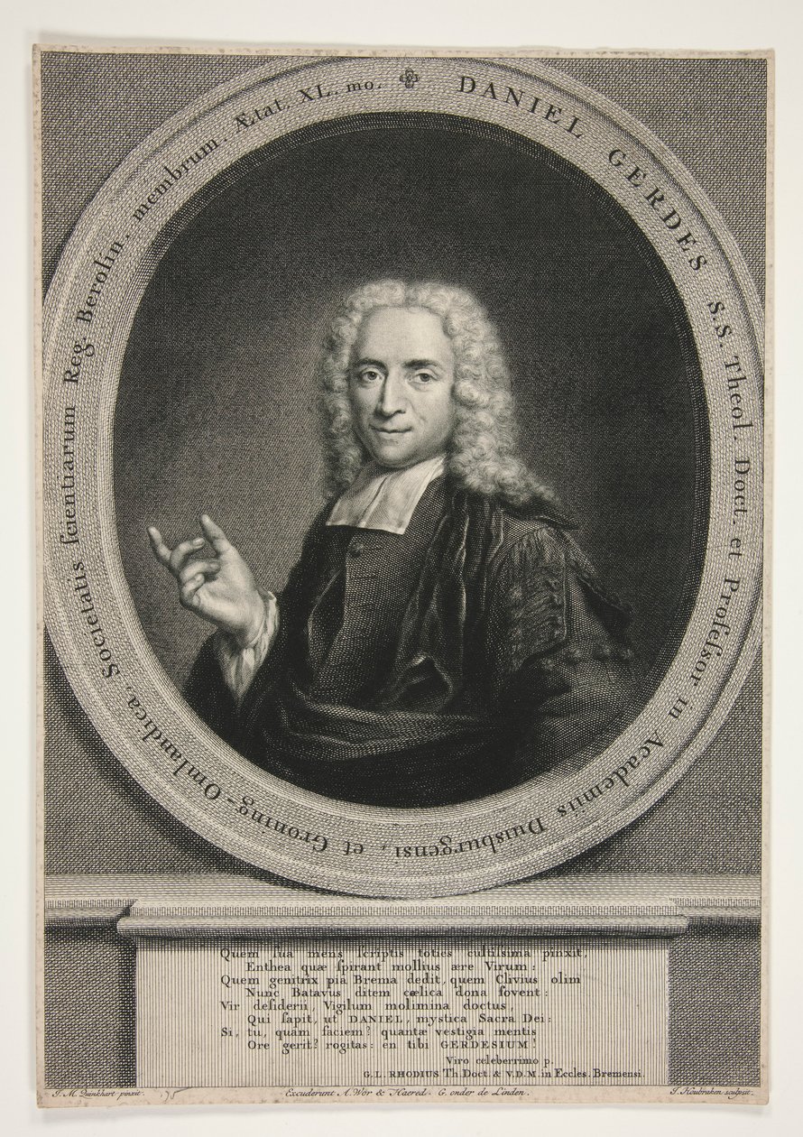 Porträt von Daniel Gerdes, nach J.M. Quinkhart von Jacobus Houbraken