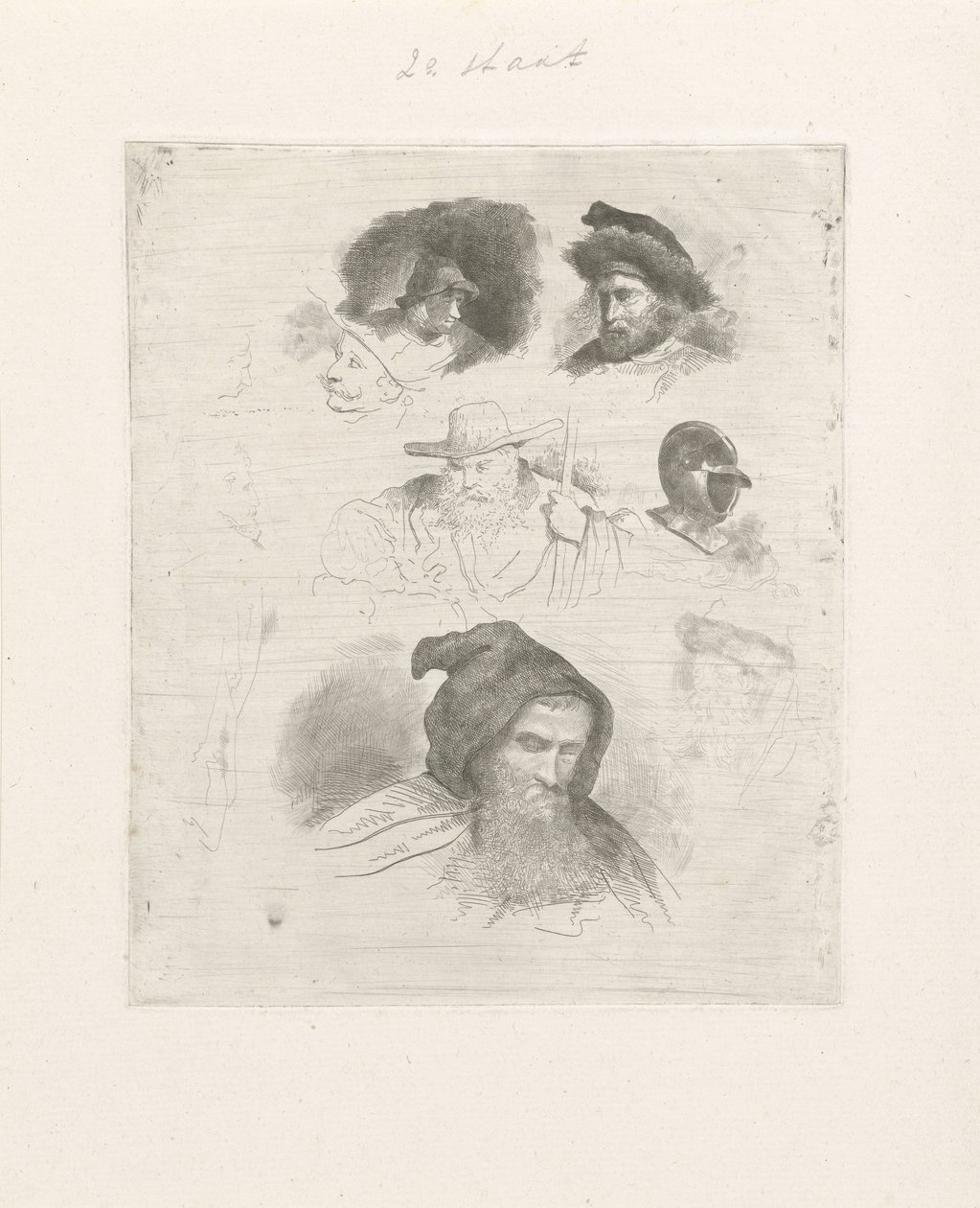 Porträtstudie verschiedener Köpfe von Jacobus Ludovicus Cornet