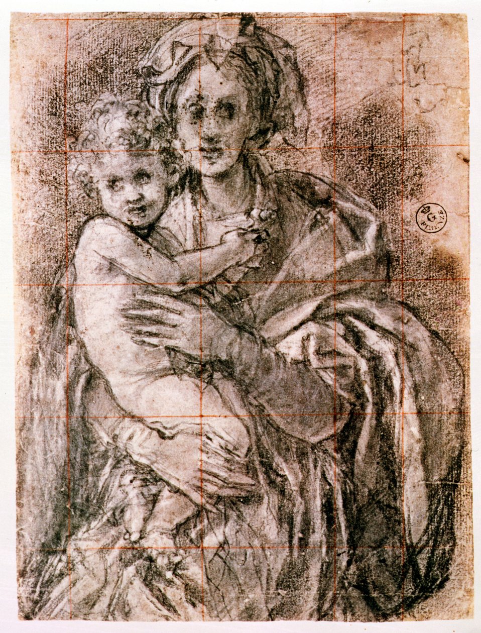 Studie für Die Jungfrau und das Kind mit St. Joseph und Johannes dem Täufer, 1521-27 (Detail) von Jacopo Pontormo