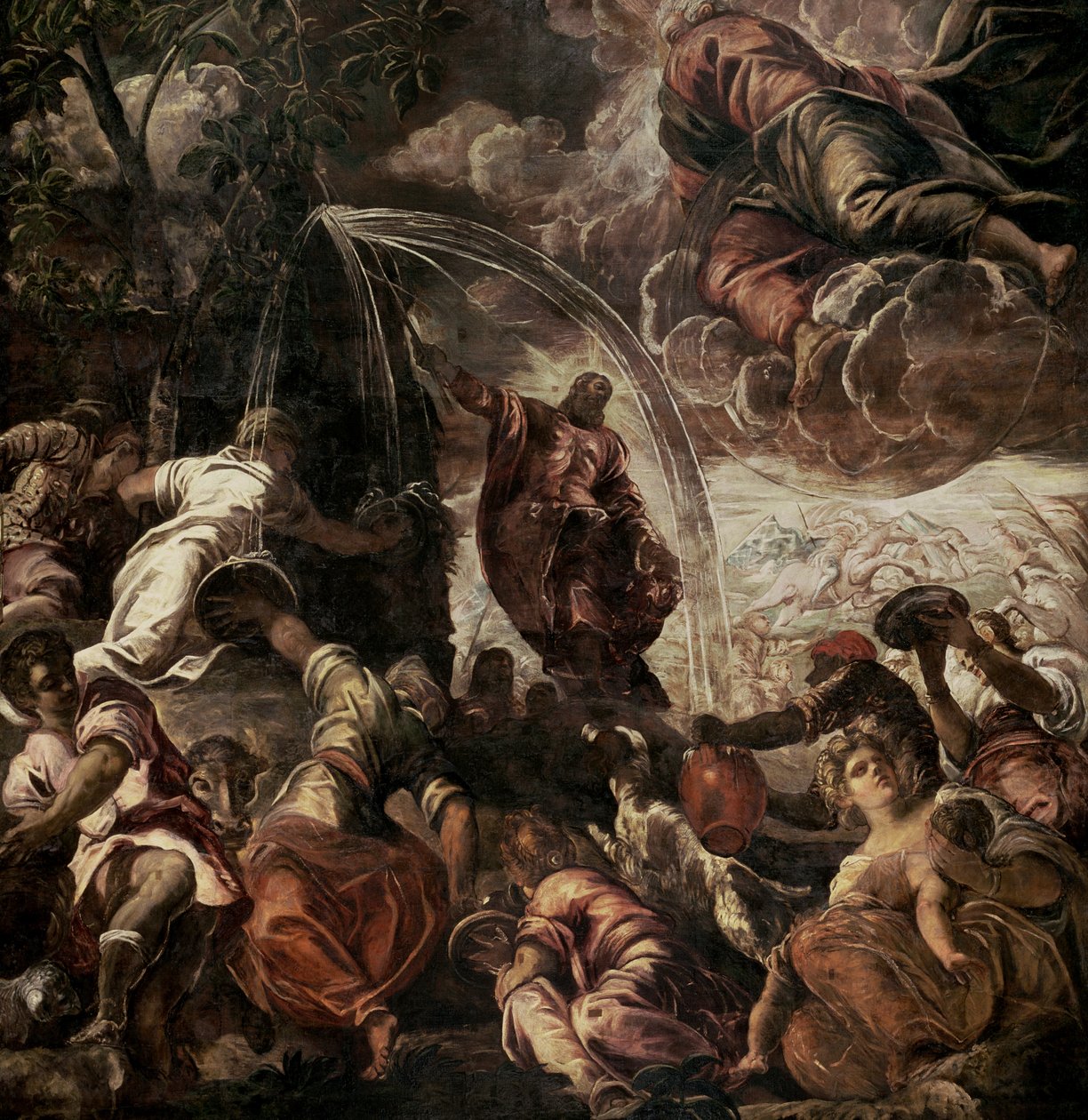 Moses schlägt Wasser aus dem Felsen, 1575 von Jacopo Robusti Tintoretto