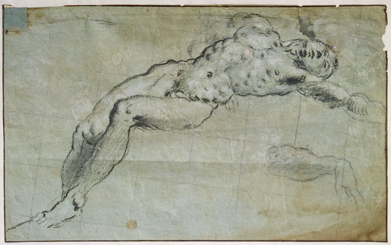 Studie für den Körper des heiligen Georg (Kohle auf Papier) von Jacopo Robusti Tintoretto