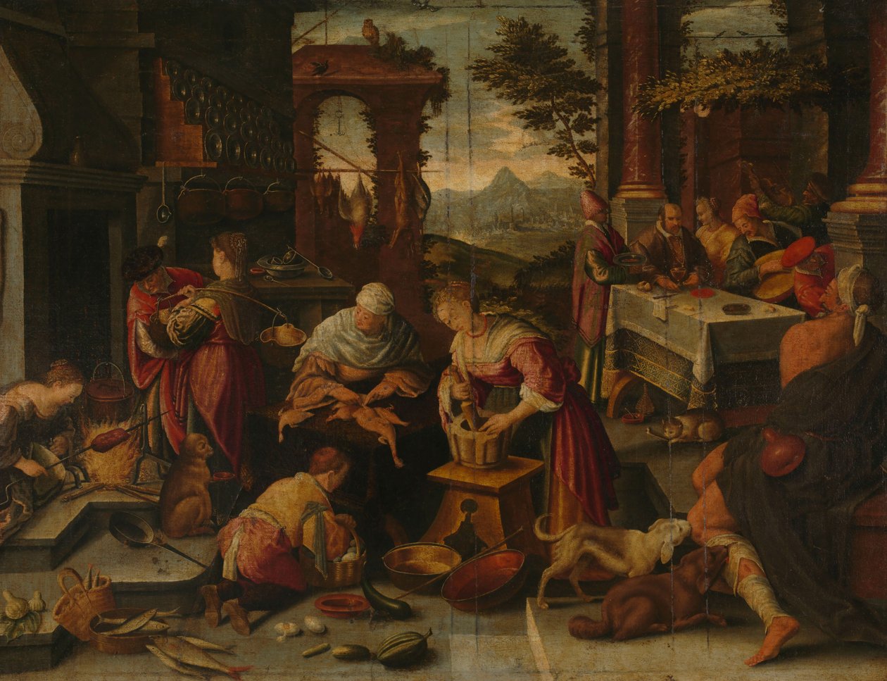 Lazarus und der reiche Mann von Jacopo (1510-92) Bassano