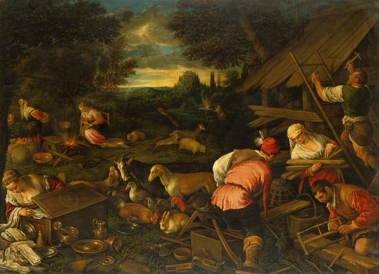 Gott spricht zu Noah nach der Flut, um 1578 von Jacopo and Bassano Francesco (F. da Ponte) Bassano