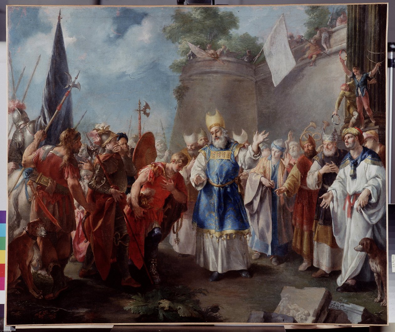 Kaiser Alexander zollt dem Hohepriester Jaddus Tribut. Gemälde, das Jacopo Amigoni (oder Giacomo Amiconi) zugeschrieben wird von Jacopo Amigoni