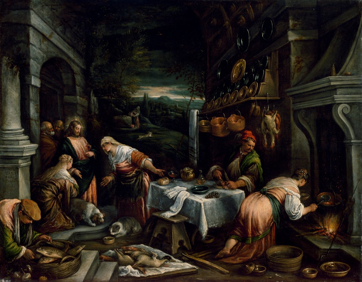 Christus im Haus von Maria, Martha und Lazarus von Jacopo Bassano
