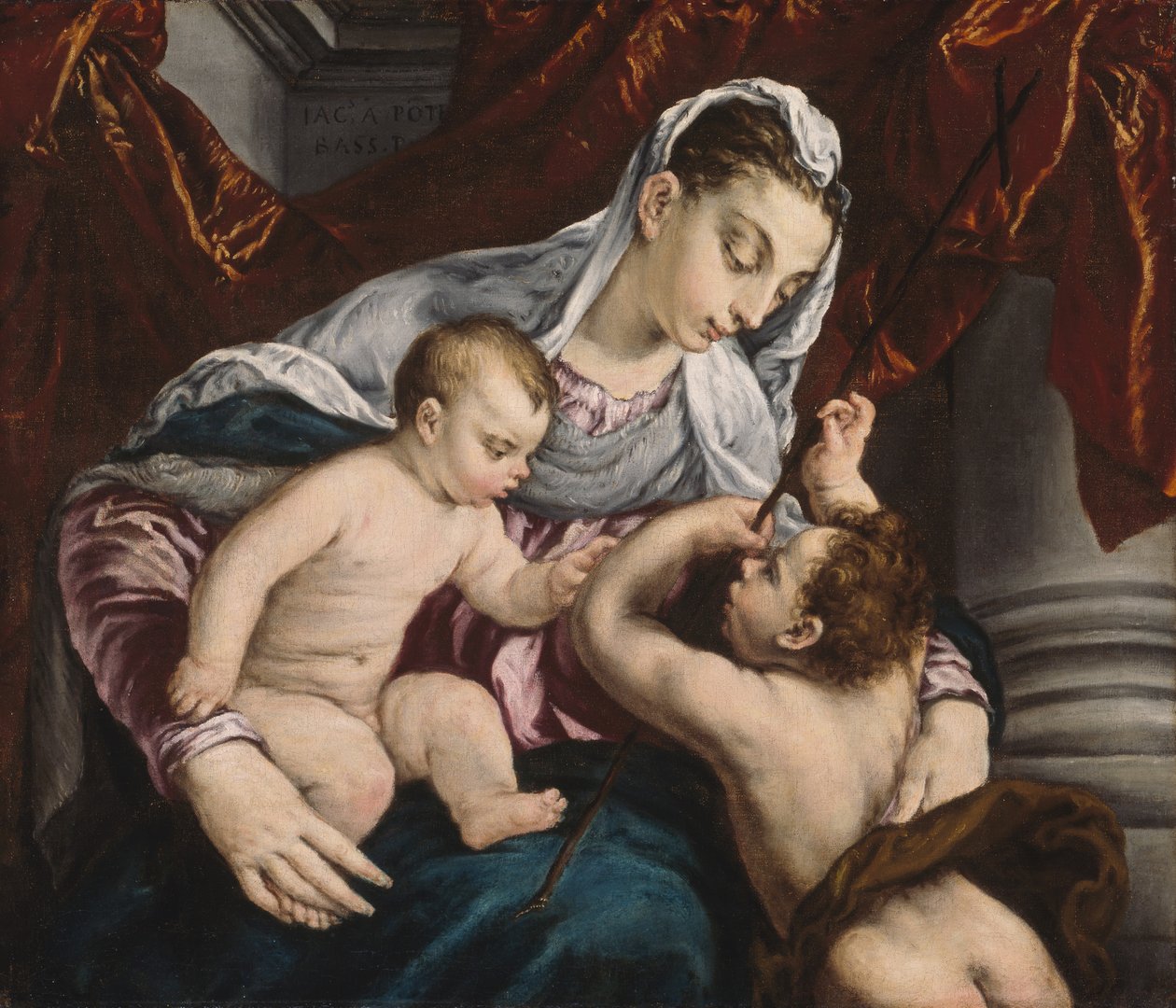 Jungfrau und Kind mit dem jungen Johannes dem Täufer von Jacopo Bassano il vecchio
