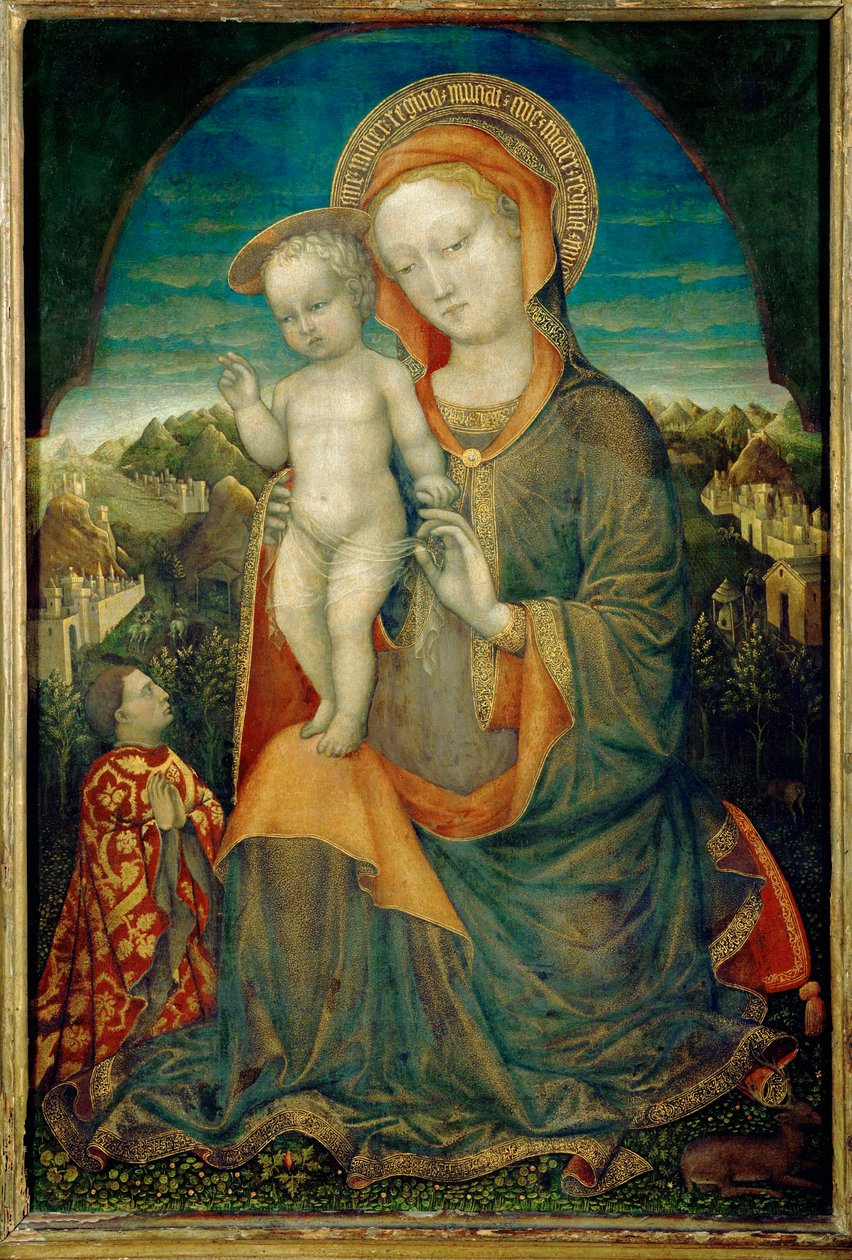 Die demütige Jungfrau und das Kind, verehrt von Leonello von Jacopo Bellini