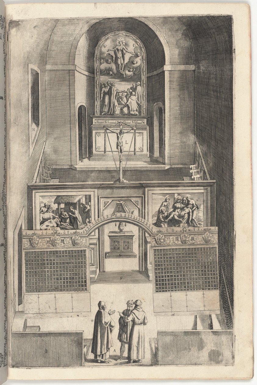 Innenraum der kleinen Kirche (Interno della chiesa minore) [Platte F] von Jacopo Ligozzi