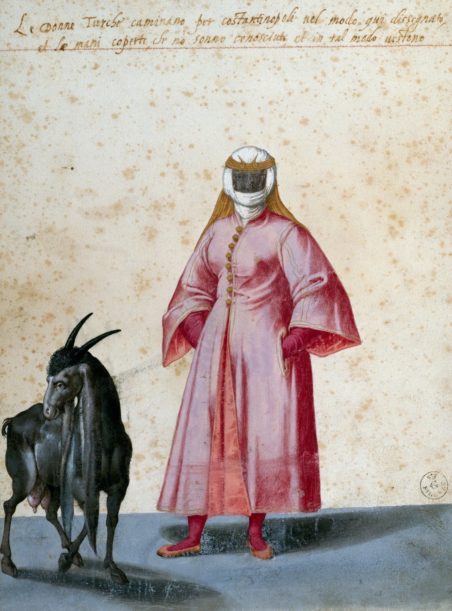 Türkische Frau mit Ziege, Zeichnung von Jacopo Ligozzi von Jacopo Ligozzi