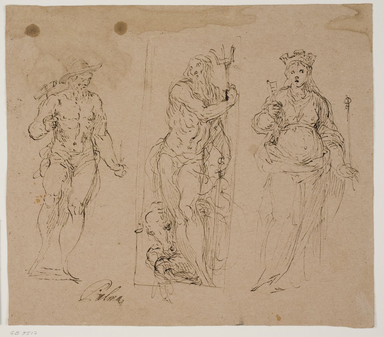 Neptun flankiert von Vulkan(?) und der Personifikation einer Stadt von Jacopo Palma
