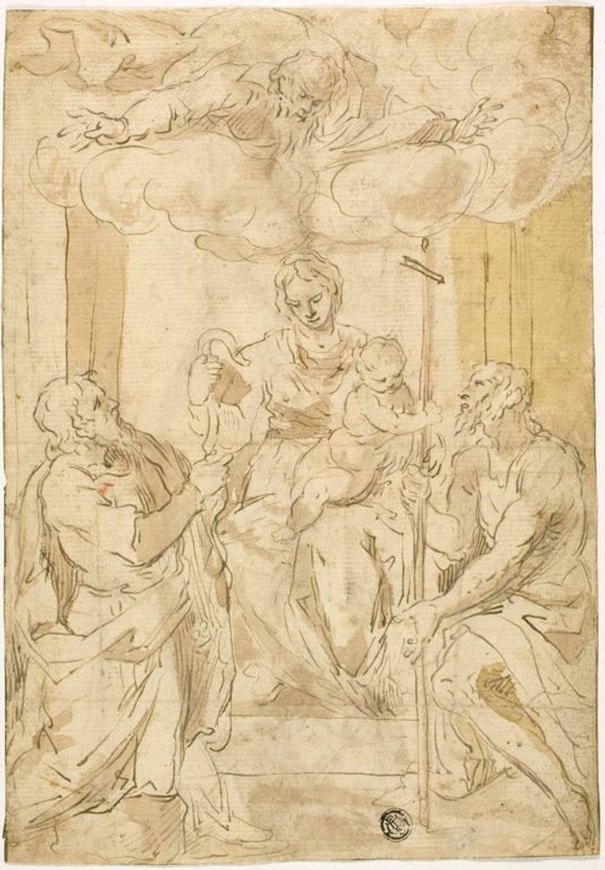 Jungfrau und Kind mit den Heiligen Thomas und Johannes dem Täufer (recto); Schlafende Venus (verso) von Jacopo Palma il Giovane