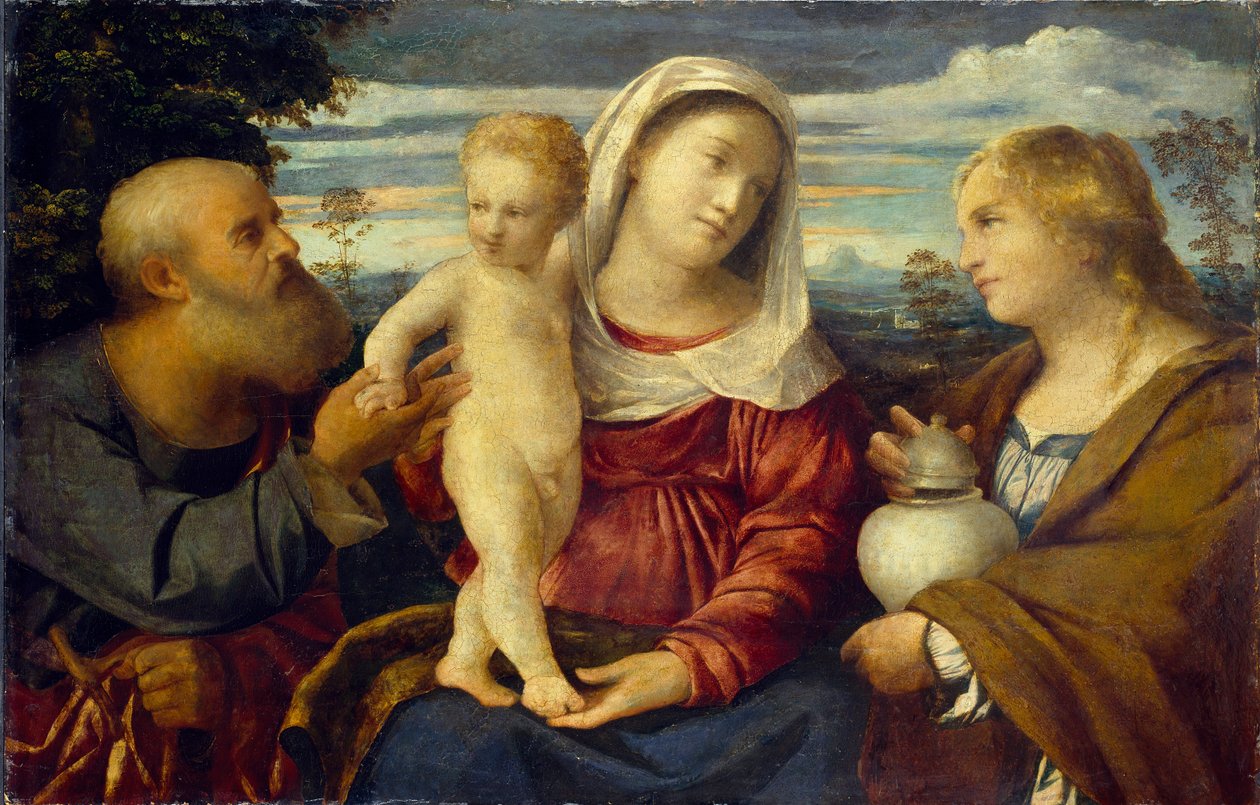 Die Heilige Familie mit St. Maria Magdalena, ca. 1513-1514 von Jacopo Palma il Vecchio