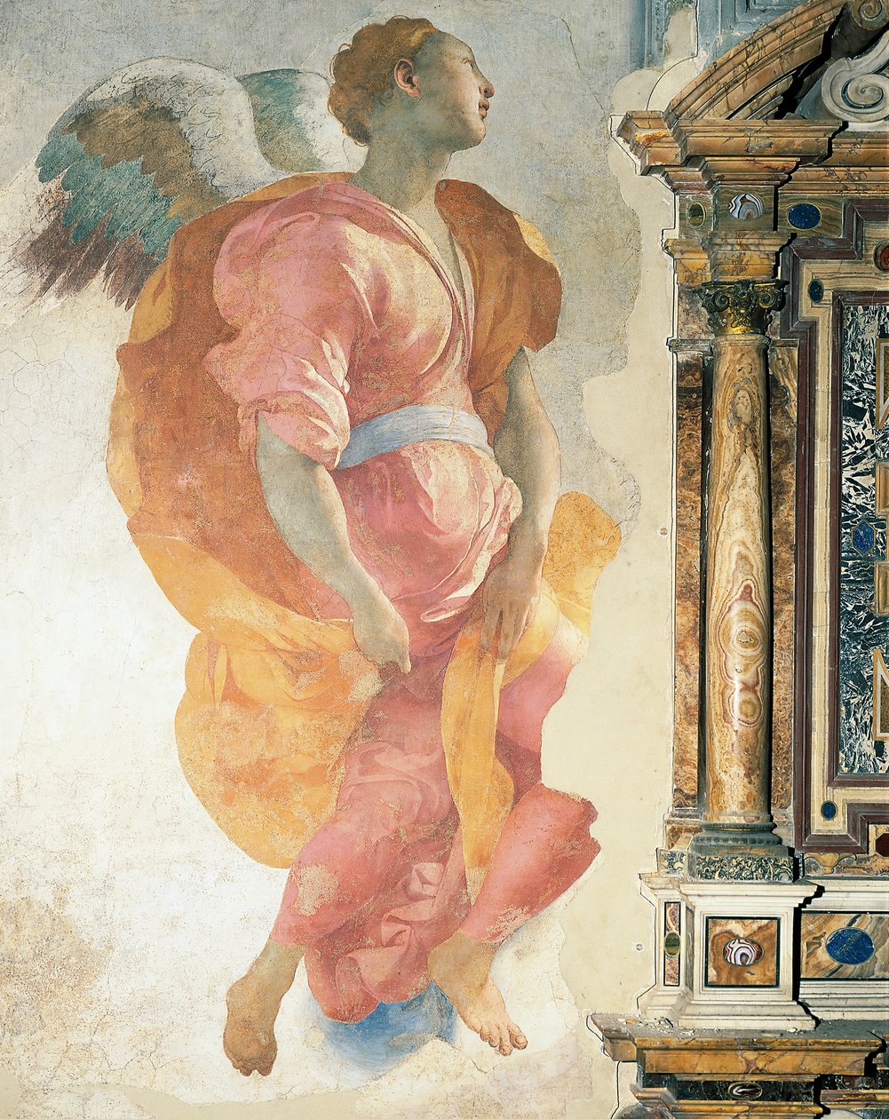 Erzengel Gabriel, Fresko, Capponi-Kapelle, Kirche Santa Felicita, Florenz von Jacopo Pontormo