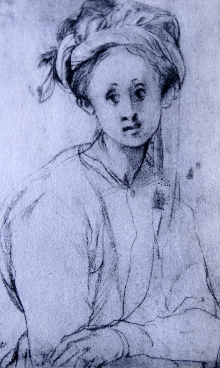 Studie eines jungen Mädchens (Kreidezeichnung) von Jacopo Pontormo