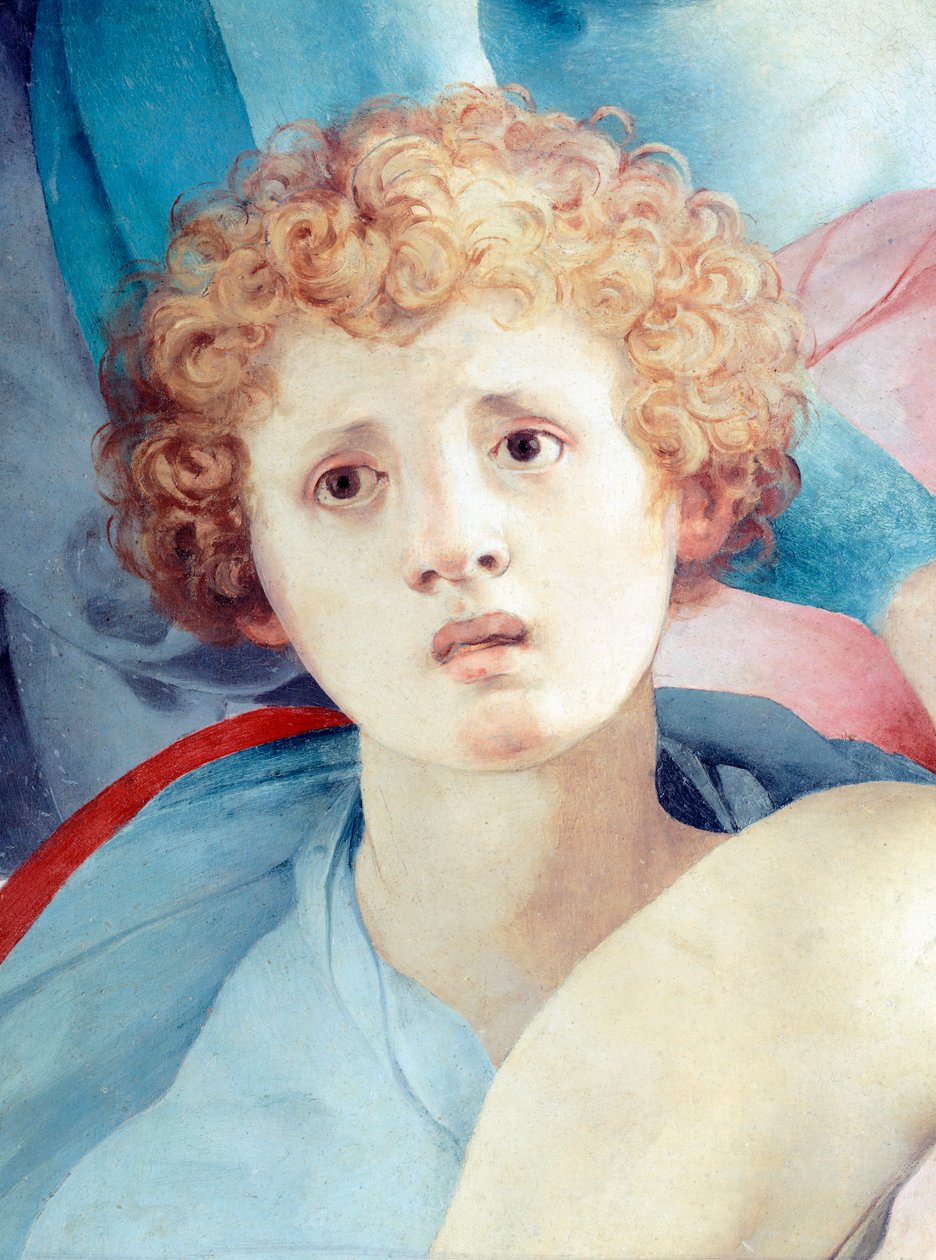 Gesicht eines jungen Mannes, Detail der Kreuzabnahme, von Jacopo da Pontormo (1494-1557) von Jacopo Pontormo