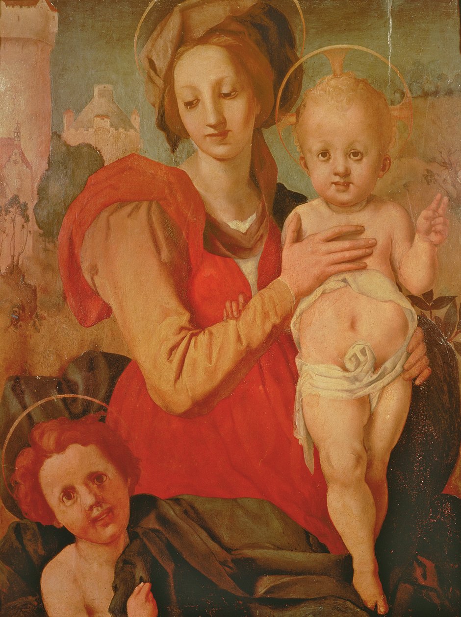 Madonna und Kind mit dem kleinen Johannes dem Täufer von Jacopo Pontormo