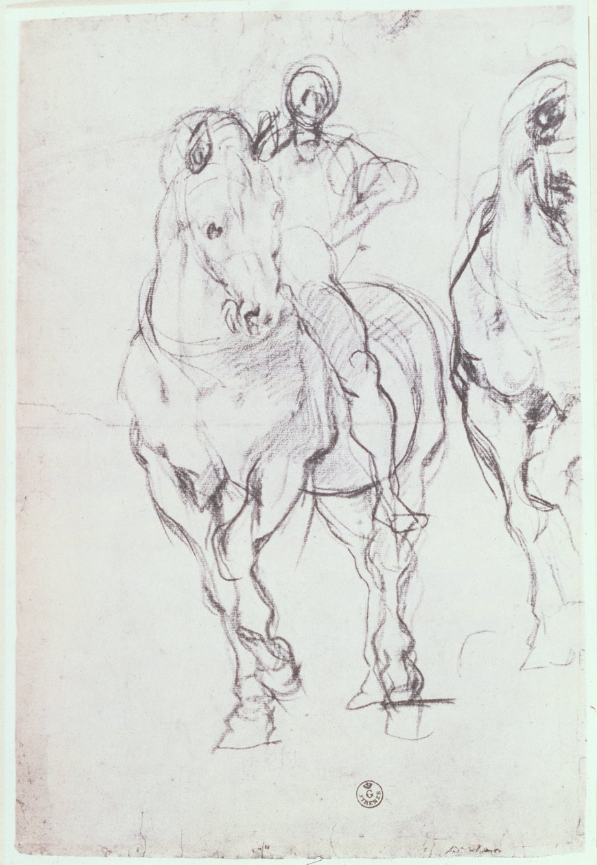 Studie eines Reiters für Die Israeliten löschen ihren Durst in der Wüste von Jacopo Pontormo