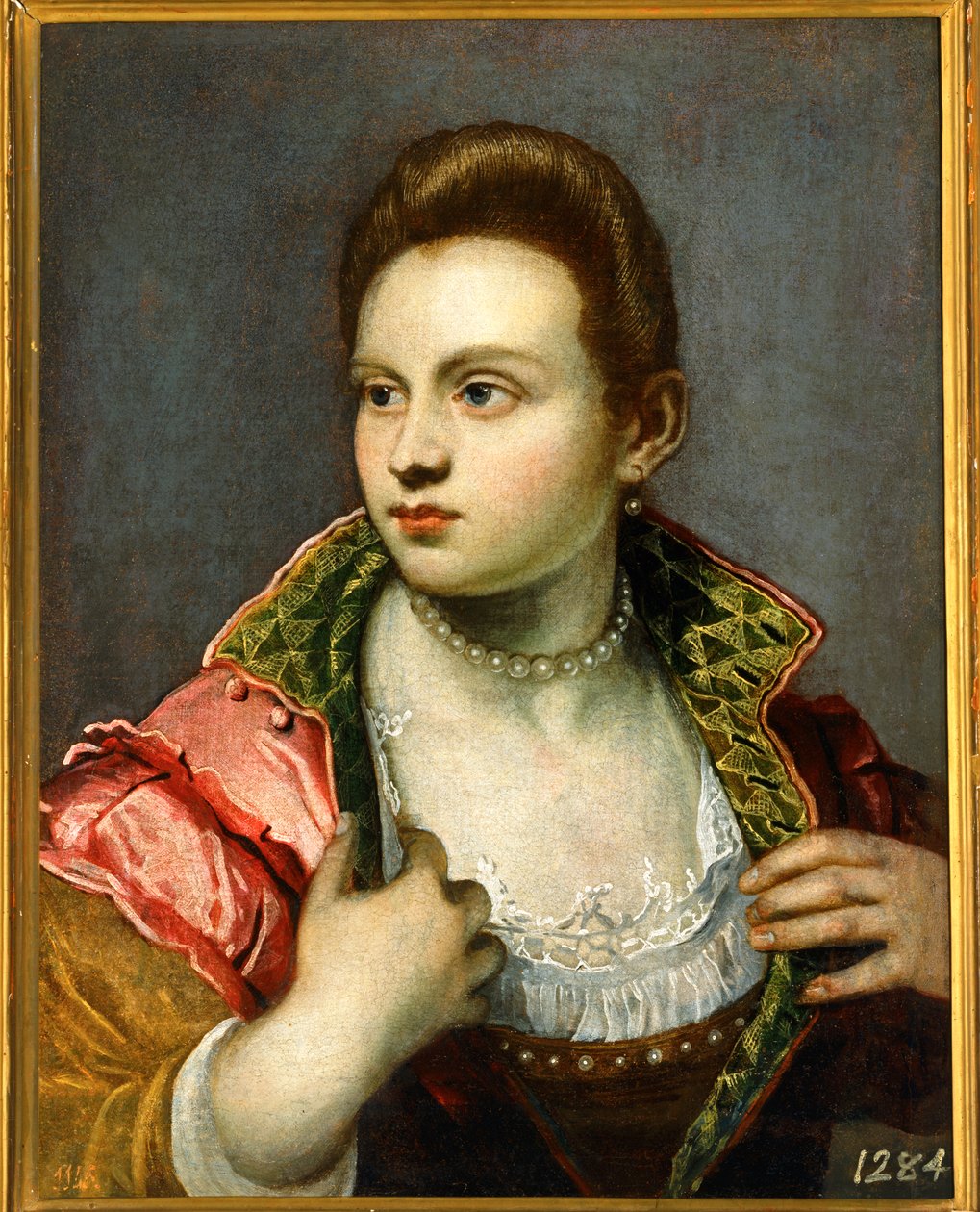 Weibliches Porträt, verlängert von Jacopo Robusti Tintoretto