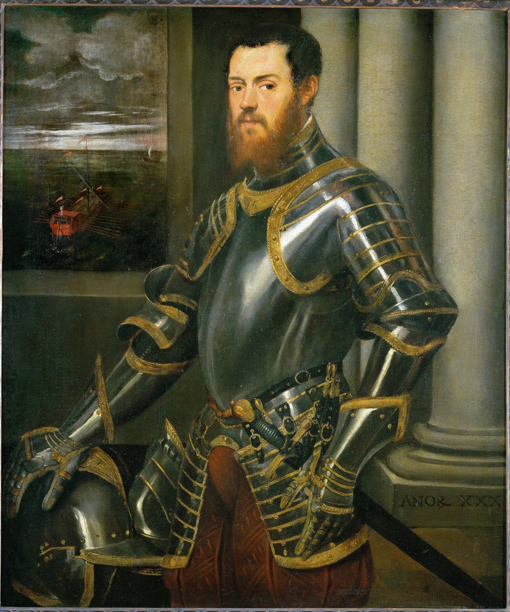 Mann mit gold-damaszierter Rüstung von Jacopo Robusti Tintoretto