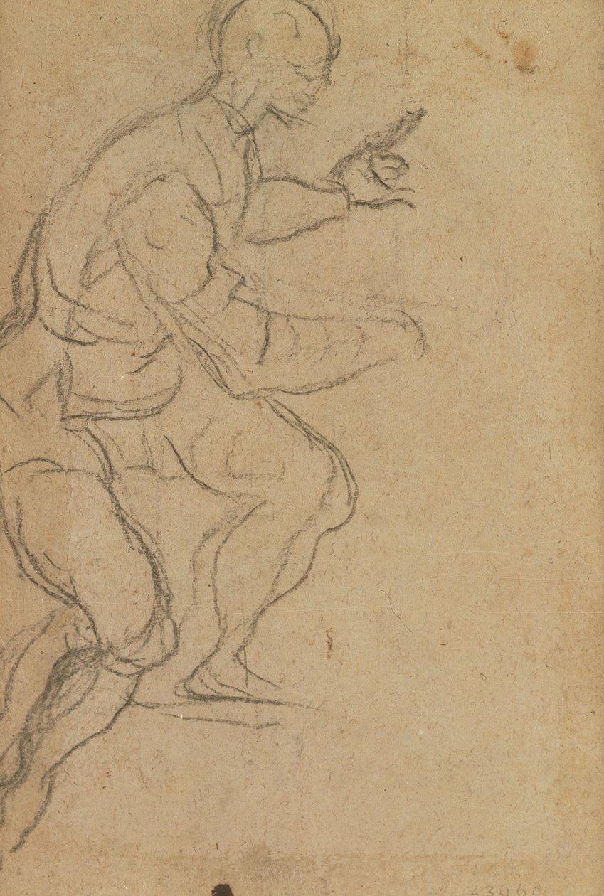 Sitzender Mann von unten gesehen (Schwarzkreide auf Papier) (verso) von Jacopo Robusti Tintoretto
