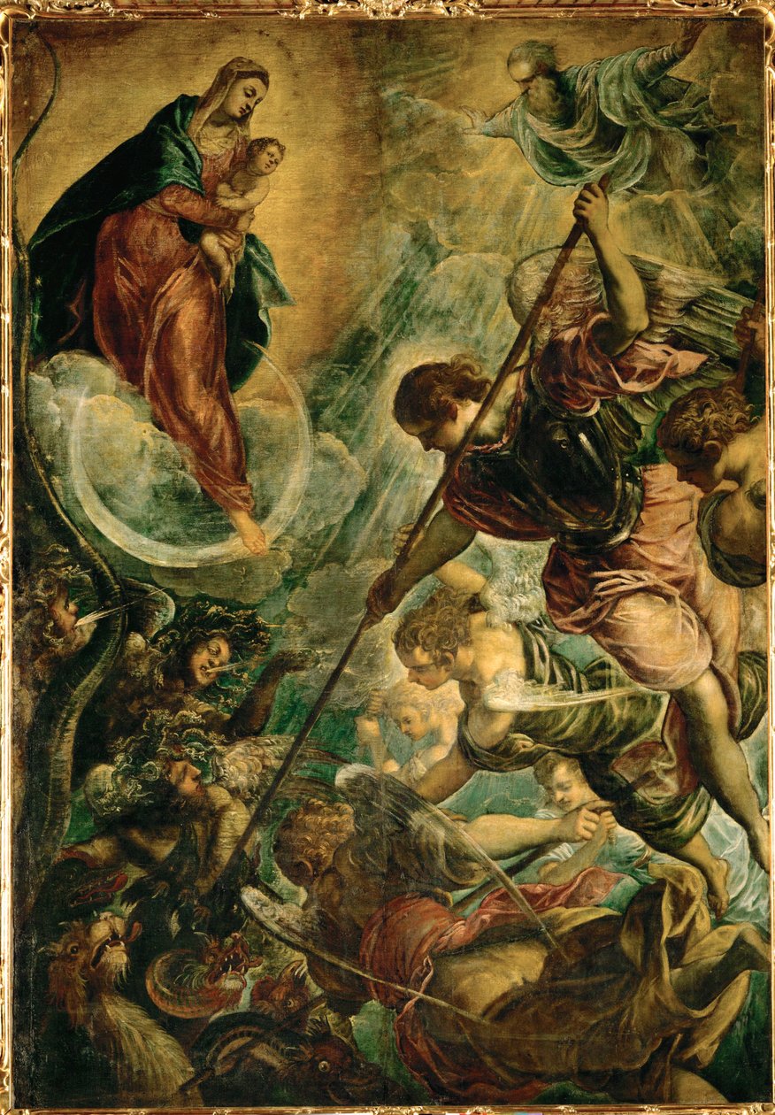 Der Erzengel Michael kämpft gegen Satan von Jacopo Robusti Tintoretto