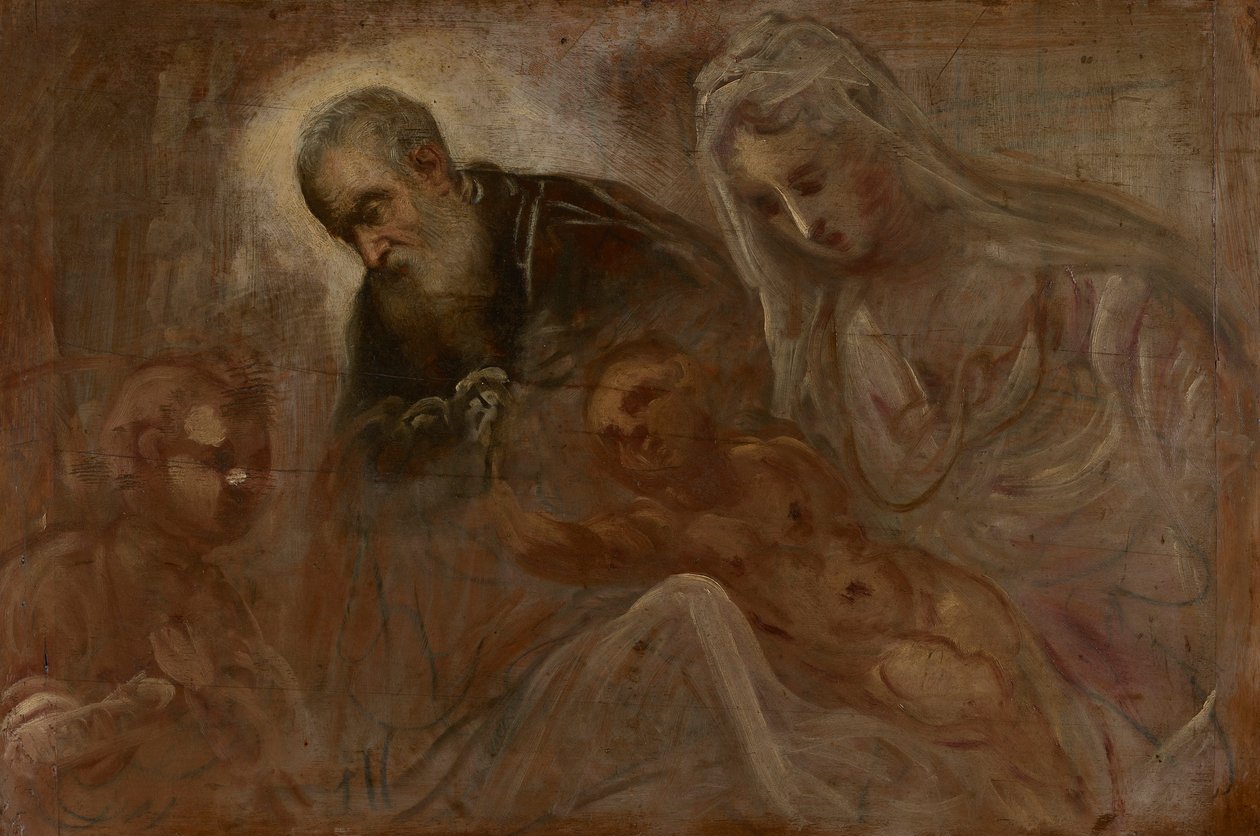 Die Heilige Familie mit dem jungen Johannes dem Täufer, 1547 von Jacopo Robusti Tintoretto