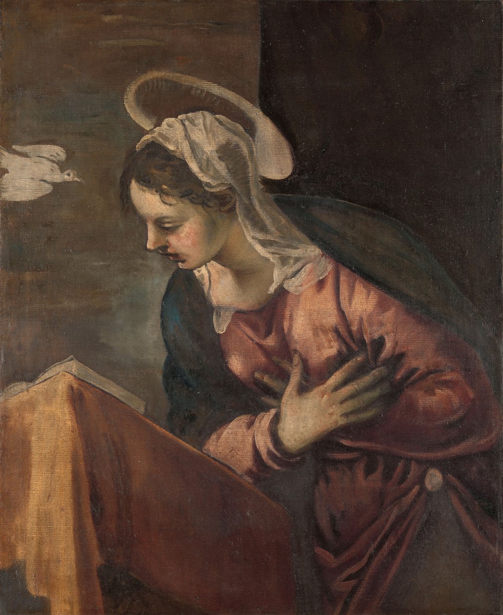 Jungfrau aus der Verkündigung an die Jungfrau, 1560-85 von Jacopo Robusti Tintoretto