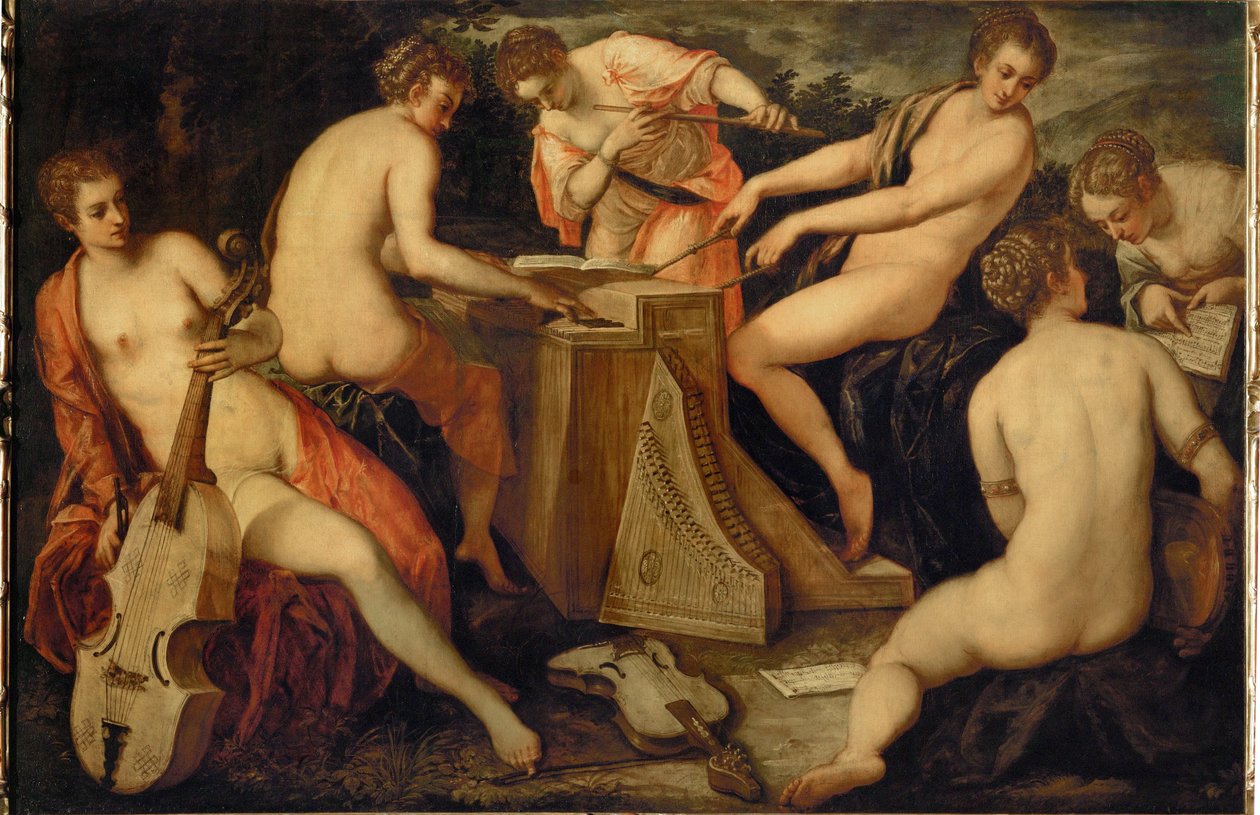 Frauen, die Musik machen, vielleicht eine Allegorie der Musik von Jacopo Robusti Tintoretto