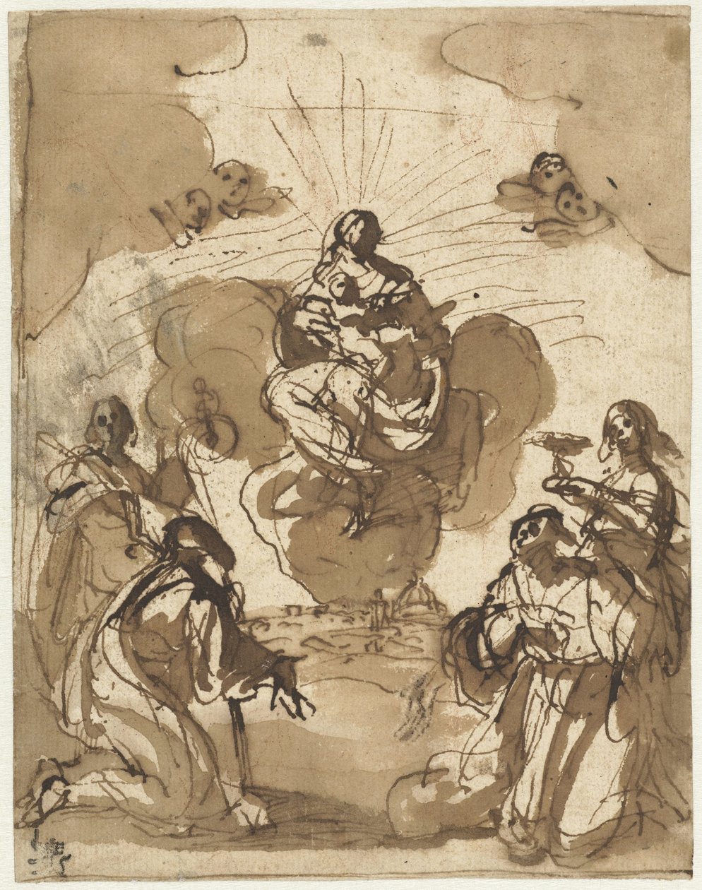 Vier Heilige beten Maria an von Jacopo da Empoli