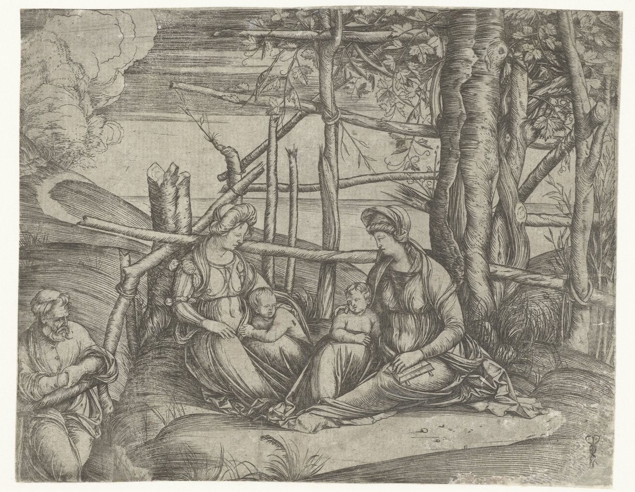 Heilige Familie mit Elisabeth und Johannes dem Täufer von Jacopo de