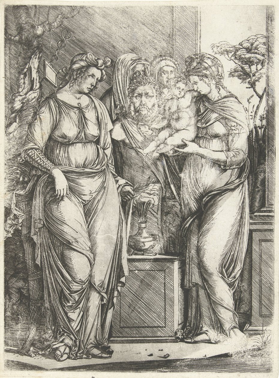 Vier Frauen opfern Jungen bei Statue von Priapus von Jacopo de