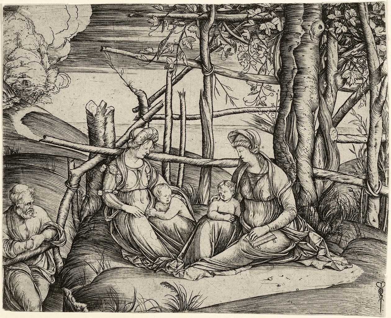 Die Heilige Familie mit St. Elisabeth und dem kleinen St. Johannes, um 1499-1501 von Jacopo de Barbari
