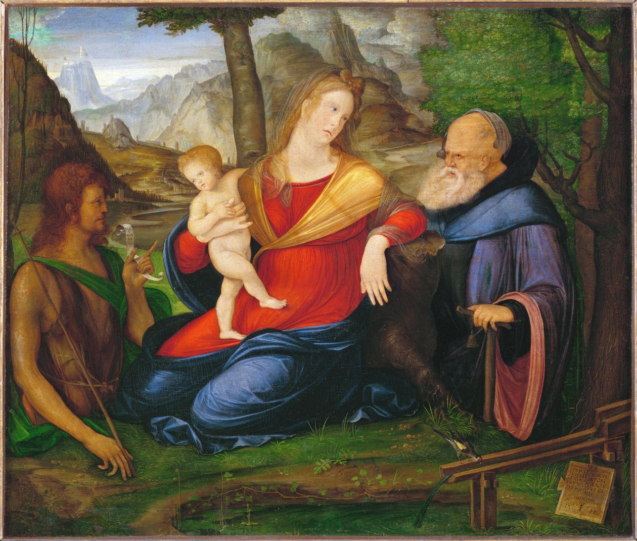 Jungfrau und Kind zwischen dem heiligen Johannes dem Täufer und dem heiligen Antonius Abbas von Jacopo de
