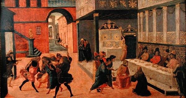Tod von Königin Vasti, nach 1490 von Jacopo del Sellaio