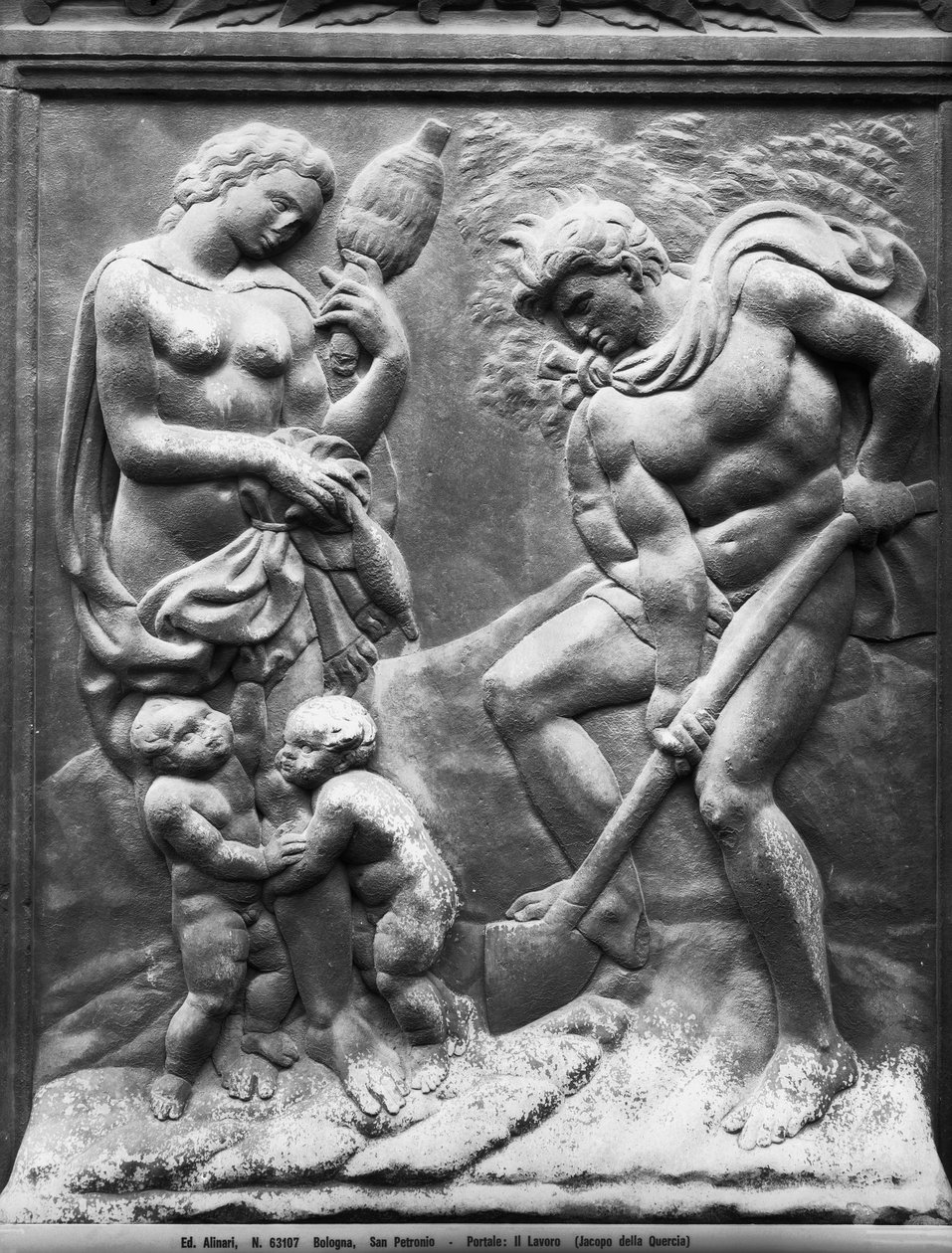 Adam und Eva zur Arbeit gezwungen, Tafel von der Porta Magna, ca. 1430 von Jacopo della Quercia