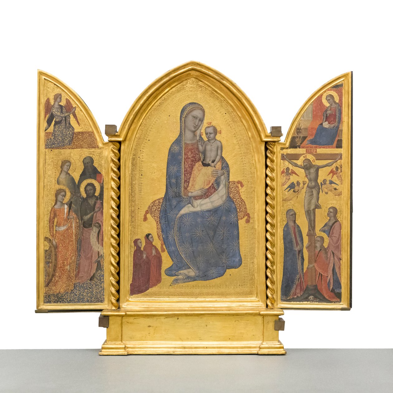 Madonna mit Kind; Verkündigung; Kreuzigung und Heilige von Jacopo di Cione