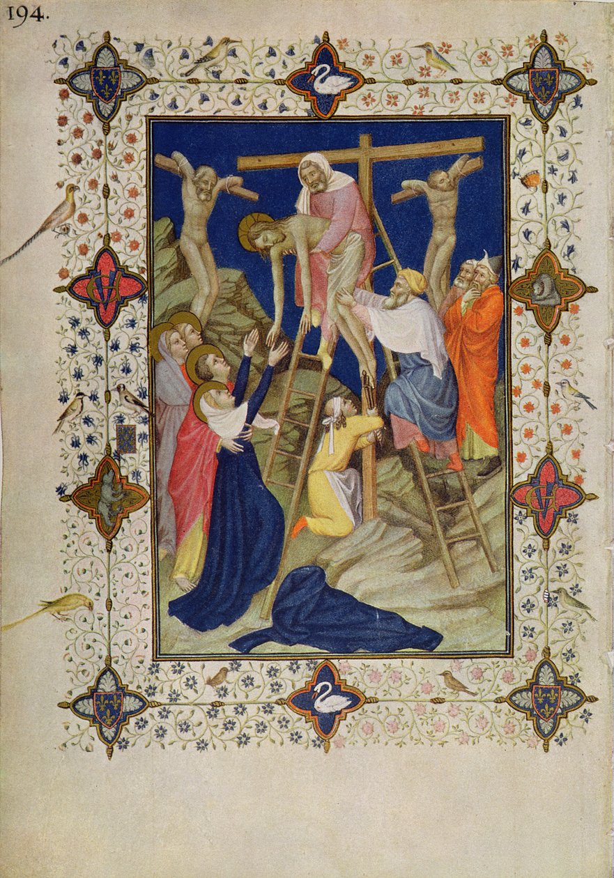 MS 11060-11061 Stunden des Kreuzes: Vesper, die Kreuzabnahme von Jacquemart de Hesdin