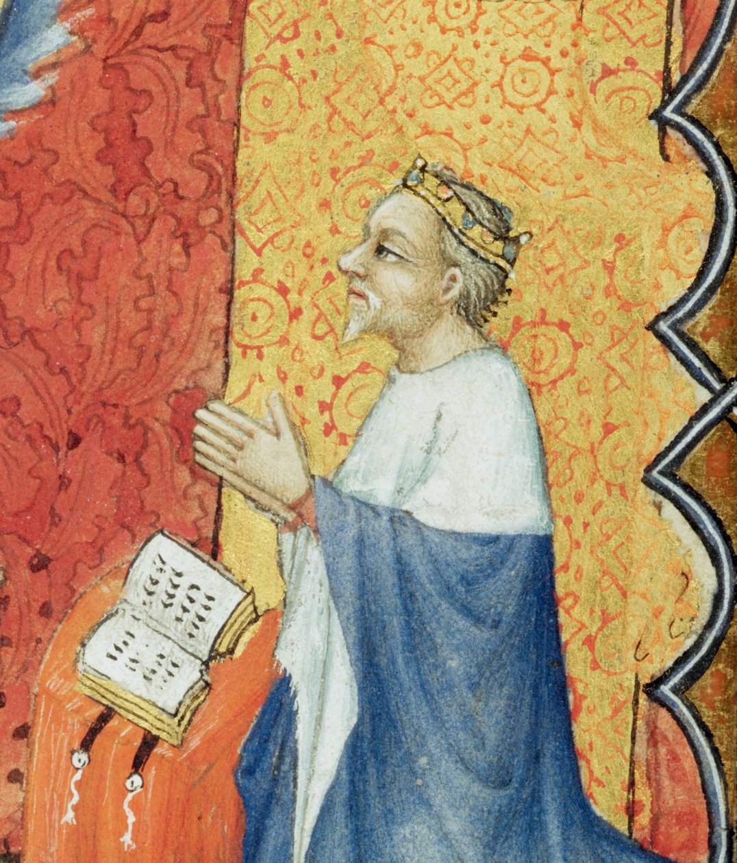 Ms Lat 18014 Jean de France 1340-1416 Herzog von Berry betet vor dem Ewigen Vater, aus Les Petites Heures de Duc de Berry, ca. 1385-90 (Detail) von Jacquemart de Hesdin