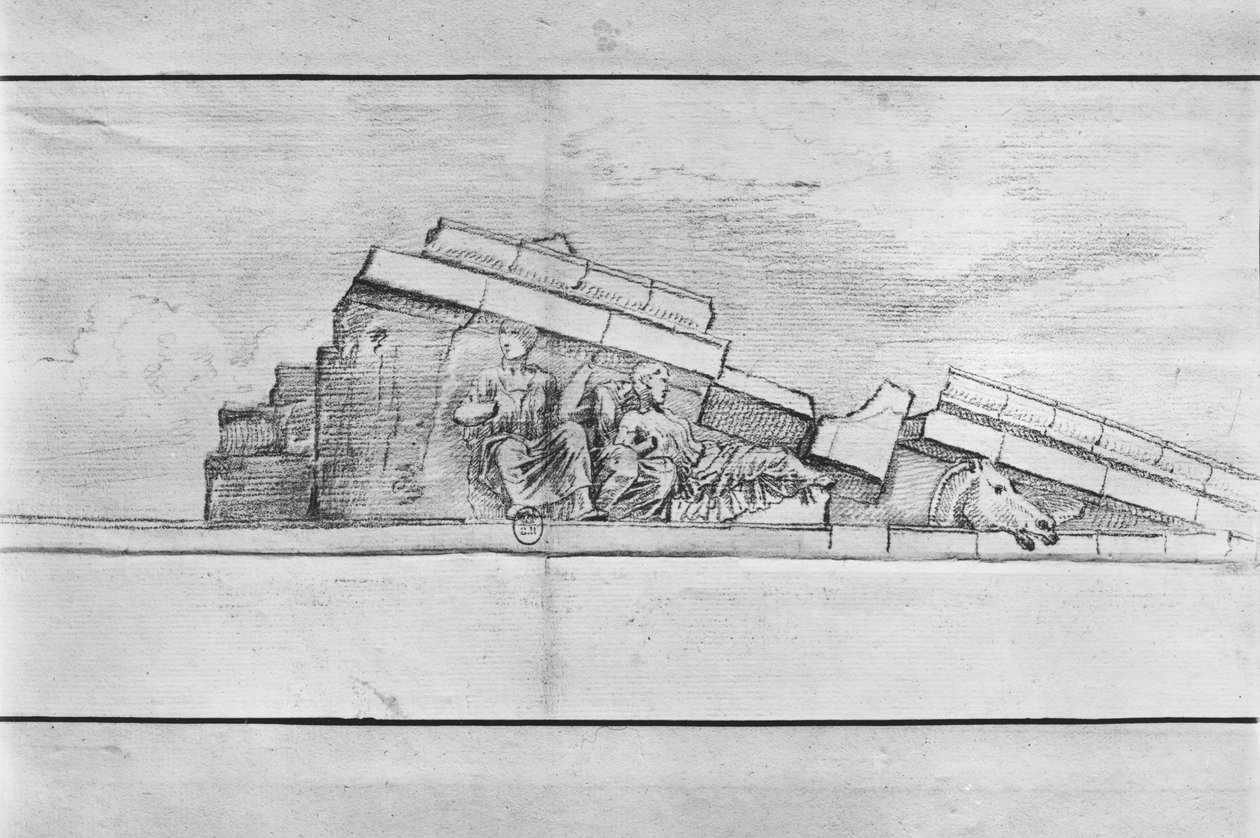 Studie des Frieses vom Westgiebel des Parthenon von Jacques Carrey