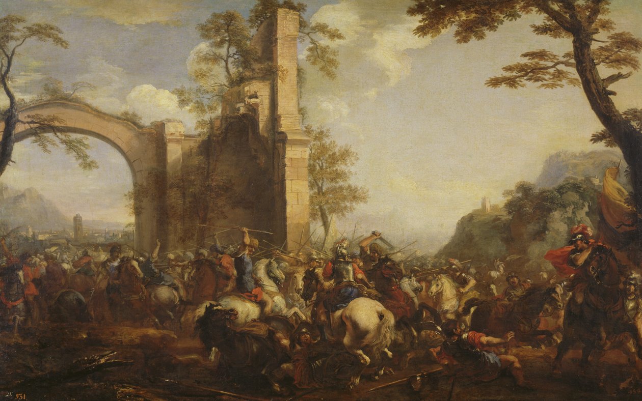 Die Schlacht von Lepanto zwischen den Christen und den Moslems von Jacques Courtois