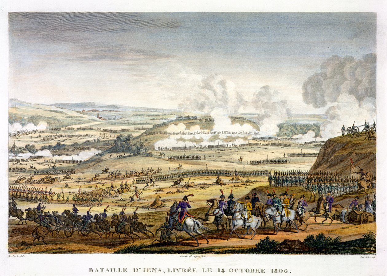 Die Schlacht von Jena, 14. Oktober 1806, graviert von Edme Bovinet (1767-1832) von Jacques Francois Joseph Swebach
